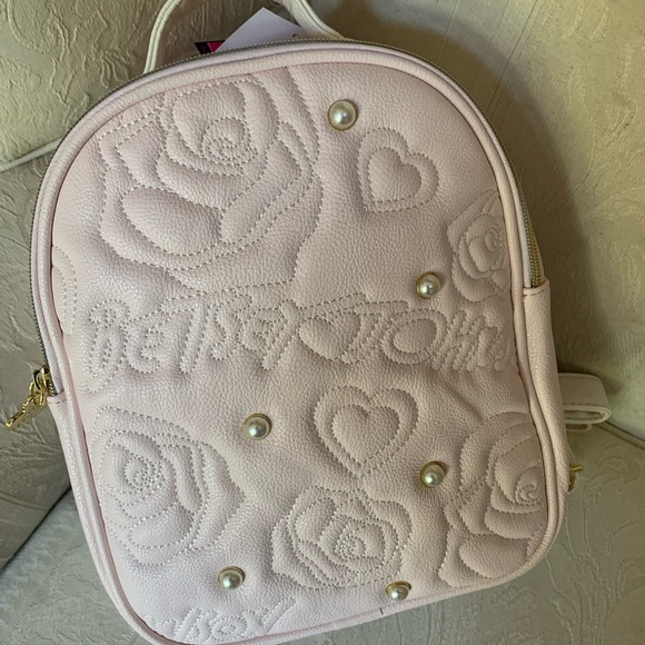 Betsey Johnson Blush Quilted Convertible Backpack Shoulder Bag Purse NWT main image 6